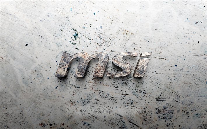 شعار حجر msi, 4k, الحجر الخلفية, شعار msi 3d, العلامات التجارية, خلاق, شعار msi, فن الجرونج, msi