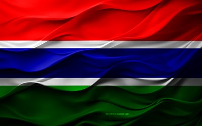 4k, Flag of Gambia, African countries, 3d Gambia flag, Africa, Gambia flag, 3d texture, Day of Gambia, national symbols, 3d art, Gambia