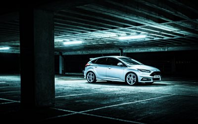 ford focus st mountune, 4k, parking, au royaume uni, voitures 2017, dyb, hdr, ford focus 2017 st, voitures américaines, gué