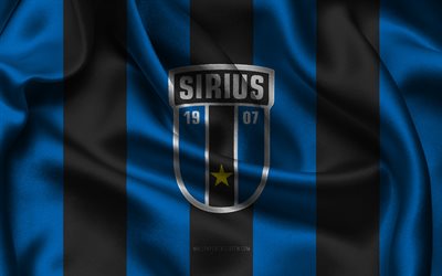 chk, ik sirius logo, blaue schwarze seidenfabrik, svedesh fußballmannschaft, ik sirius emblem, allsvenskan, ik sirius, svedesh, fußball, ik sirius flag