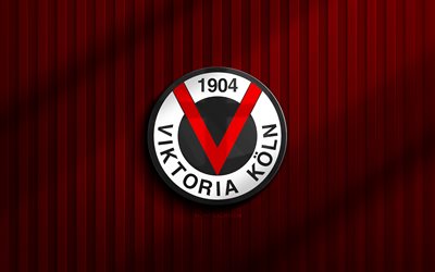 4k, logo 3d dell'fc viktoria colonia, 3liga, sfondo rosso 3d, calcio, stemma dell'fc viktoria colonia, logo dell'fc viktoria colonia, fc viktoria colonia, squadra di calcio tedesca, viktoria colonia fc