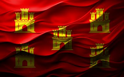 4k, bandera de poitou, regiones de francia, bandera de poitou 3d, francia, textura 3d, día de poitou, símbolos nacionales franceses, arte 3d, poitou