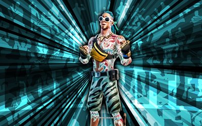 4k, توهج الملك كراب, خلفية الأشعة الزرقاء, توهج الملك كراب الجلد, توهج الملك كراب فورتنايت, الفن التجريدي, fortnite توهج الملك كراب الجلد, شخصيات فورتنايت, فورتنايت, الفن الإبداعي