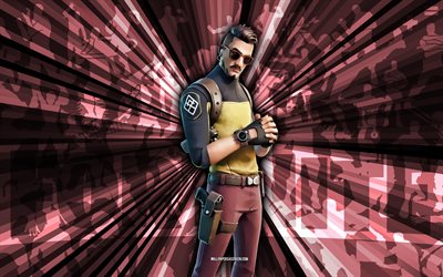 4k, نظارات على هوغو, خلفية أشعة بورجوندي, نظارات على جلد هوغو, نظارات على هوغو فورتنايت, الفن التجريدي, نظارات fortnite على جلد hugo, شخصيات فورتنايت, فورتنايت, الفن الإبداعي