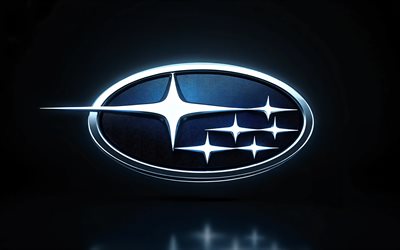 4k, logo métallique subaru, créatif, fond noir, minimalisme, oeuvre d'art, logo subaru en 3d, logo subaru, marques de voitures, subaru