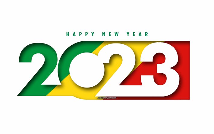 Happy New Year 2023 Republic of the Congo, white background, Republic of the Congo, minimal art, 2023 Republic of the Congo concepts, Republic of the Congo 2023, 2023 Happy New Year Republic of the Congo