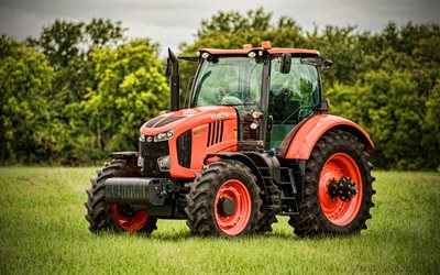 Kubota M7-172, 4k, HDR, 2022 tractors, agricultural machinery, orange tractor, tractor in the field, 2022 Kubota M7-172, agriculture concepts, agriculture, Kubota