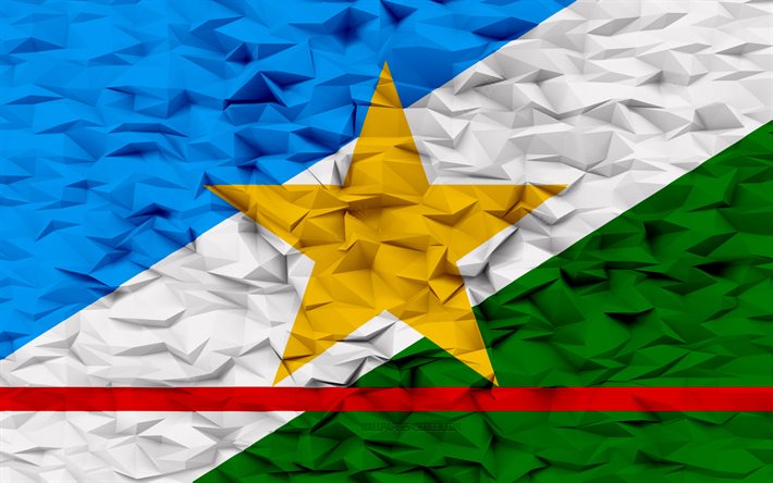 Flag of Roraima, 4k, states of Brazil, 3d polygon background, Roraima flag, 3d polygon texture, Day of Roraima, 3d Roraima flag, Brazilian national symbols, 3d art, Roraima, Brazil