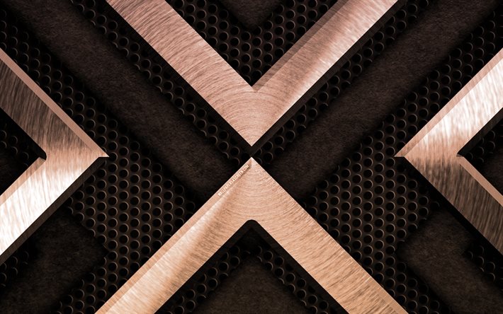 青銅の金属の背景, 4k, グランジアート, メタルグリッド, クリエイティブ, ブロンズメタル, アートワーク, 金属の質感