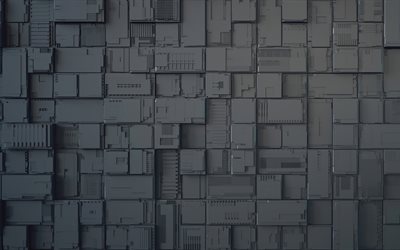 검은색 3d 큐브, 4k, 기술 텍스처, 매크로, 3d 텍스처, 창의적인, 큐브가 있는 배경, 큐브 텍스처, 큐브 패턴, 3d 큐브