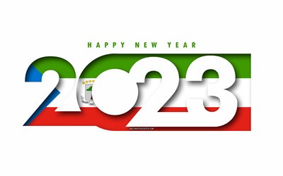 felice anno nuovo 2023 guinea equatoriale, sfondo bianco, guinea equatoriale, arte minima, concetti della guinea equatoriale del 2023, guinea equatoriale 2023, 2023 sfondo della guinea equatoriale, 2023 felice anno nuovo guinea equatoriale