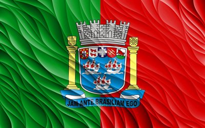 4k, Porto Seguro flag, wavy 3D flags, Brazilian cities, flag of Porto Seguro, Day of Porto Seguro, 3D waves, Cities of Brazil, Porto Seguro, Brazil