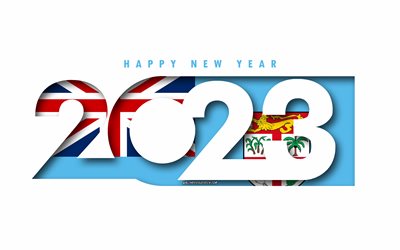 feliz año nuevo 2023 fiyi, fondo blanco, fiyi, arte mínimo, conceptos de fiyi 2023, fiyi 2023, fondo de fiyi 2023, 2023 feliz año nuevo fiyi