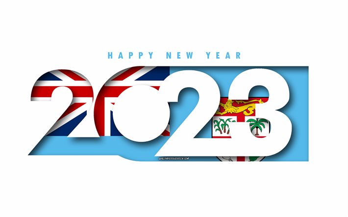Happy New Year 2023 Fiji, white background, Fiji, minimal art, 2023 Fiji concepts, Fiji 2023, 2023 Fiji background, 2023 Happy New Year Fiji