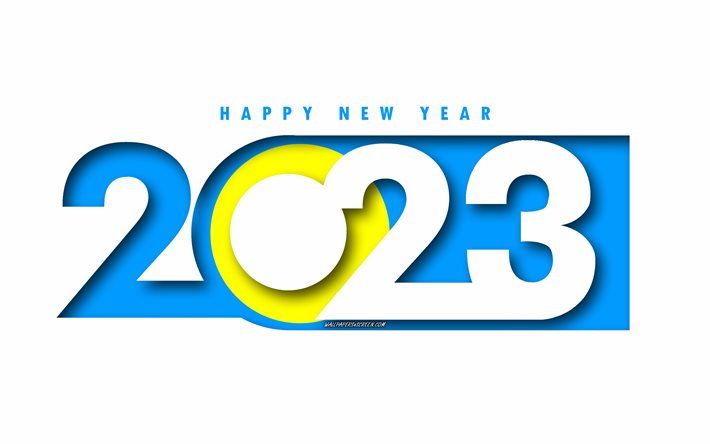 feliz ano novo 2023 palau, fundo branco, palau, arte mínima, conceitos de palau 2023, palau 2023, fundo de palau 2023, 2023 feliz ano novo palau