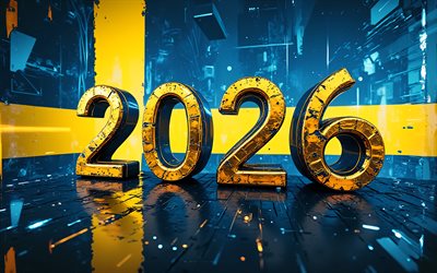 2026 suecia, 4k, bandera de suecia, 2026 en suecia, 2026 dígitos 3d, 2026 conceptos, viajar a suecia 2026, bandera sueca, suecia