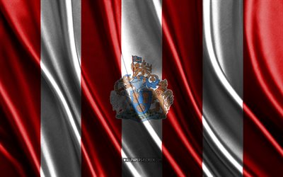 4k, logo dell'altrincham fc, lega nazionale, struttura di seta bianca rossa, bandiera dell'altrincham fc, società calcistica inglese, calcio, bandiera di seta, stemma dell'altrincham fc, inghilterra, altrincham fc