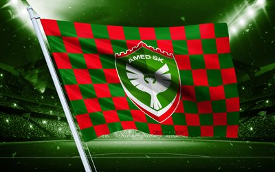 4k, Amedspor SK logo, Turkish football club, stadium flag, Amedspor SK fans flag, red green flag, Amedspor SK emblem, TFF 1 Lig, Turkey, football, Amedspor SK, Amedspor