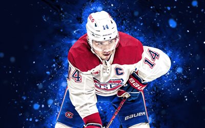4k, nick suzuki, 블루 네온 조명, 몬트리올 캐나디언, nhl, 캐나다 하키 선수, nick suzuki 4k, 하키, 내셔널 하키 리그, 니콜라스 스즈키, nick suzuki montreal canadiens