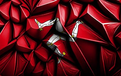 bandera de la isla del hombre, 4k, textura creativa 3d, isla de la bandera 3d, europa, bandera de la isla de la isla, arte 3d, isla del hombre, bandera de países europeos