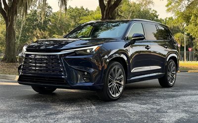 2025, Lexus TX, Plug-in Hybrid, 4k, front view, exterior, new black Lexus TX, phev, japanese cars, Lexus