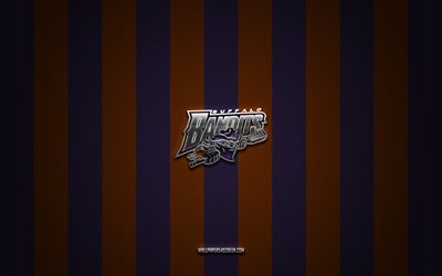 Buffalo Bandits logo, Canadian box lacrosse team, National Lacrosse League, orange purple carbon background, NLL, Buffalo Bandits emblem, box lacrosse, Buffalo Bandits, Canada