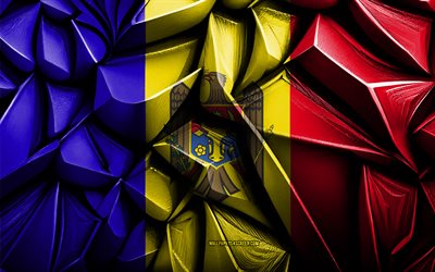 bandera de moldavia, 4k, textura creativa 3d, bandera 3d de moldavia, europa, arte 3d, moldava, bandera de países europeos