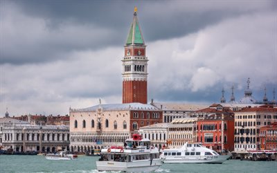 chapelle, stace marks, venise, hiver, point de repère, paysage urbain de venise, italie