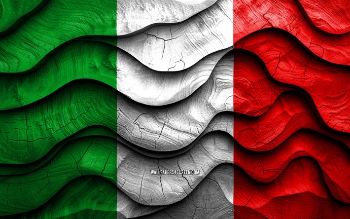 4k, bandera italiana, países europeos, banderas de ondas 3d de madera, día de italia, bandera de italia, bandera de madera de italia, europa, símbolos nacionales italianos, italia