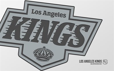 logotipo de los angeles kings, 4k, fundo branco, arte de carbono, emblema de los angeles kings, american hockey club, nhl, eua, los angeles kings, hóquei