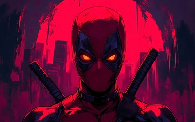 4k, dead pool, oscuridad, arte grunge, cómics marvel, superhéroes, obra de arte, arte de deadpool, creativo, consorcio inactivo 4k