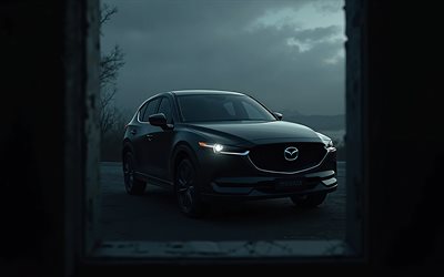 Mazda CX-5 in the dark, night, black Mazda CX-5, crossovers, darkness, Mazda CX-5, Japanese cars, Mazda