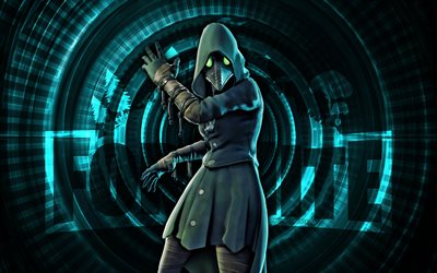 azote fortnite, 4k, fondo espiral turquesa, fortnite, creativo, piel de la plaga, piel de la plaga fortnite, azotar, personajes fortnite