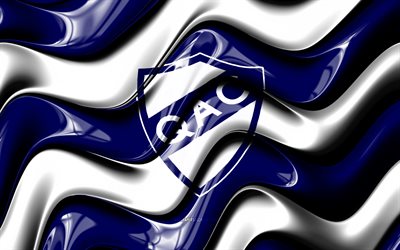 quilmes ac logo 3d, 4k, vagues 3d blanches bleues, primera nationale, football, drapeau quilmes ac, créatif, logo quilmes ac, quilmes ac, club de football argentin, quilmes fc