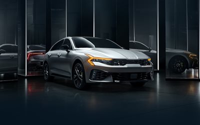 2026, kia k5, 4k, ön görünüm, dış, gümüş kia k5, yeni kia k5 2026, güney kore arabaları, kia