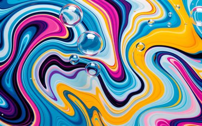 4k, ondas coloridas en 3d, burbujas de vidrio, esferas, curvas 3d de colores, arte 3d, obra de arte, abstracción colorida, ondas abstractas coloridas, fondo ondulado abstracto, ondas abstractas, fondos abstractos