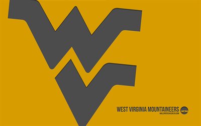 logotipo de los montañeros de virginia occidental, 4k, fondo dorado, arte del carbono, ncaa, emblema de los montañeros de virginia occidental, equipo de fútbol americano, eeuu, montañeros de virginia occidental, fútbol americano