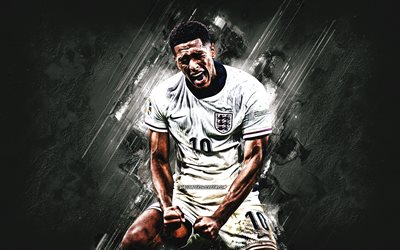 jude bellingham, équipe nationale de football de l'angleterre, footballeur anglais, fond de pierre blanche, grunge, angleterre, football, ligue des nations, jude bellingham england