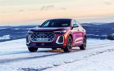 audi sq5 sportback, 4k, inverno, 2025 auto, fuori strada, cumuli di neve, 2025 audi sq5 sportback, red audi sq5 sportback, auto tedesche, audi