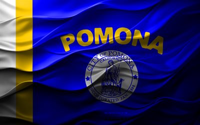 4k, Flag of Pomona, California, American cities, 3d Pomona flag, USA, Pomona flag, 3d texture, Day of Pomona, American national symbols, 3d art, Pomona