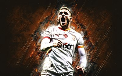 バリス・アルパー・イルマズ, galatasaray sk, トルコのサッカー選手, オレンジ色の石の背景, グランジアート, ガラタサライ, 七面鳥, フットボール, バリス・アルパー・イルマズ・ガラタサレイ