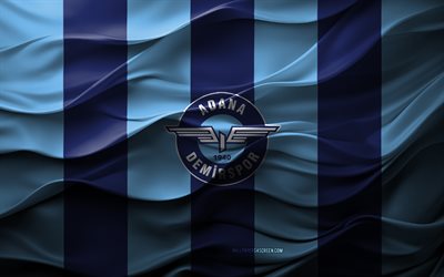 4k, adana demirspor logo, blauer 3d  hintergrund, super lig, adana demirspor emblem, türkische fußballmannschaft, adana demirspor flag, 3d  textur, truthahn, adana demirspor fc, fußball, adana demirspor