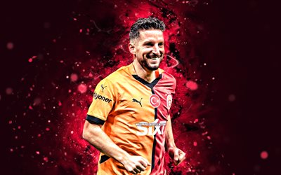 mertens kurutur, 4k, mor neon işıklar, galatasaray, süper lig, belçikalı futbolcular, dripes mertens 4k, futbol, galatasaray fc, galatasaray sk, dripes mertens galatasaray