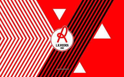 logo lr vicenza, 4k, squadra di calcio italiana, sfondo di linee bianche rosse, lr vicenza, serie b, italia, line art, emblema di lr vicenza, calcio, vicenza