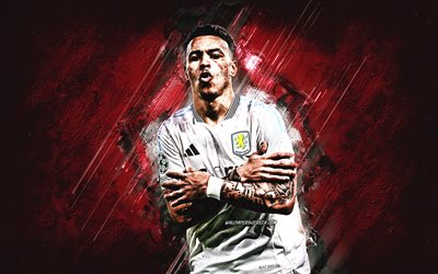 jacob ramsey, aston villa fc, ingiliz futbolcu, bordo taş arka plan, grunge art, premier lig, ingiltere, futbol, jacob matthew ramsey, jacob ramsey aston villa