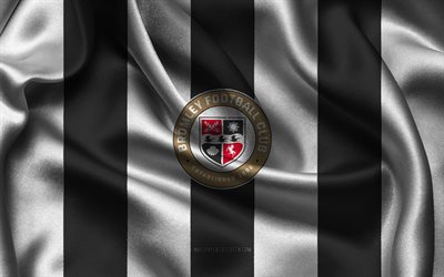 4k, bromley fc logo, schwarzer weißer seidenstoff, englische fußballmannschaft, bromley fc emblem, liga zwei, bromley fc, england, fußball, bromley