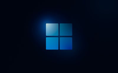 logotipo azul de windows 11, 4k, marcas del sistema operativo, fondos azules, obra de arte, logotipo de windows 11, logotipo de las marcas, windows 11, marcas, logotipo del sistema operativo