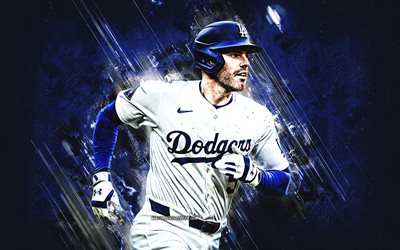 フレディ・フリーマン, ロサンゼルスドジャース, アメリカの野球選手, 青い石の背景, メジャーリーグ野球, グランジアート, アメリカ合衆国, 野球, フレディ・フリーマン・ドジャース