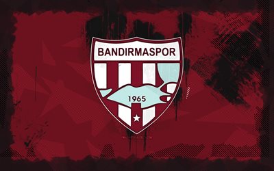 bandirmaspor grunge logo, 4k, 1 lig, contexte grunge violet, football, bandirmaspor emblem, logo bandirmaspor, bandirmaspor, club de football turc, bandirmaspor fc