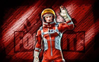 Mission Specialist Fortnite, 4k, red diagonal background, grunge art, Fortnite, artwork, Mission Specialist Skin, Fortnite characters, Mission Specialist, Fortnite Mission Specialist Skin